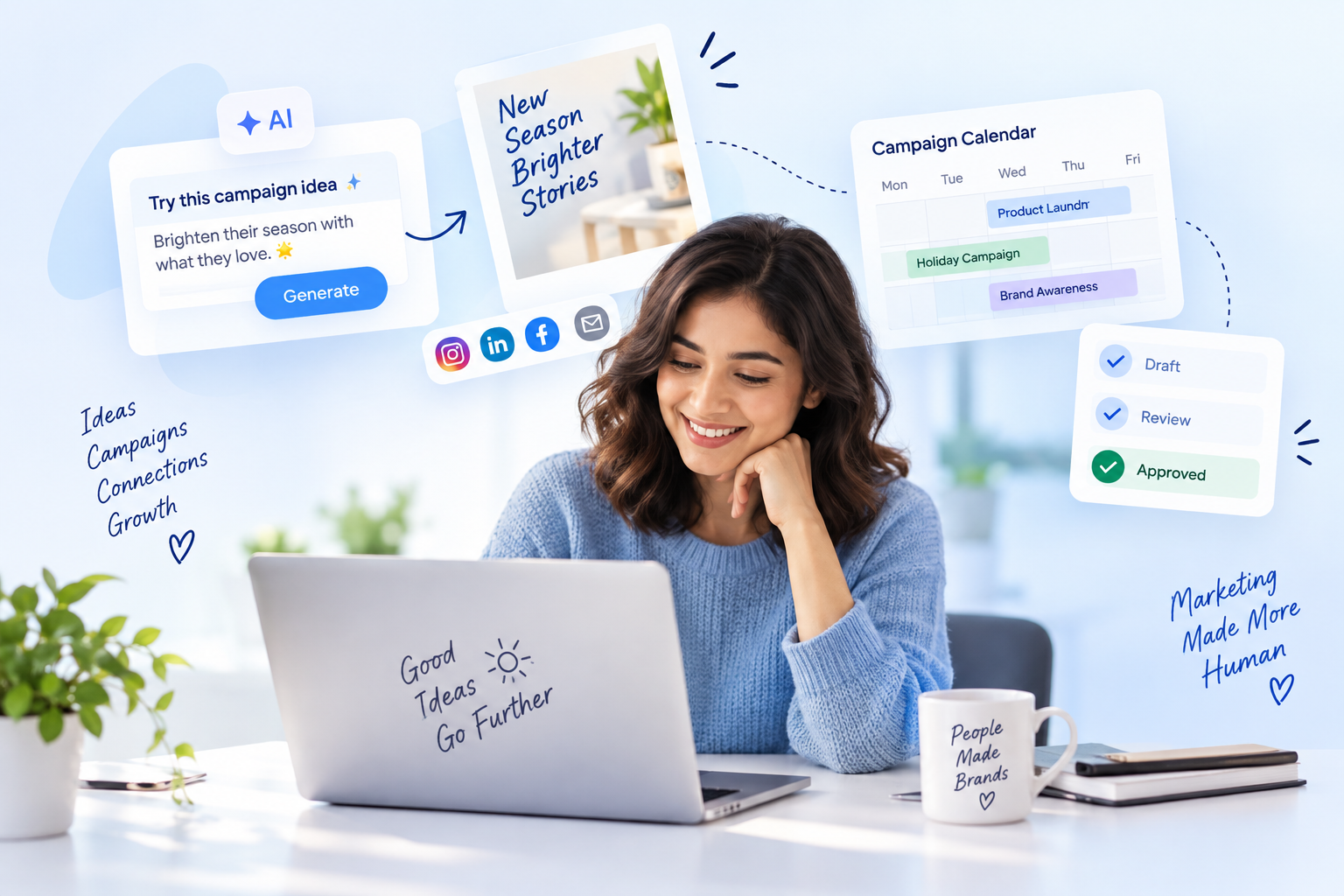 AI marketing tool drafting campaign content across channels