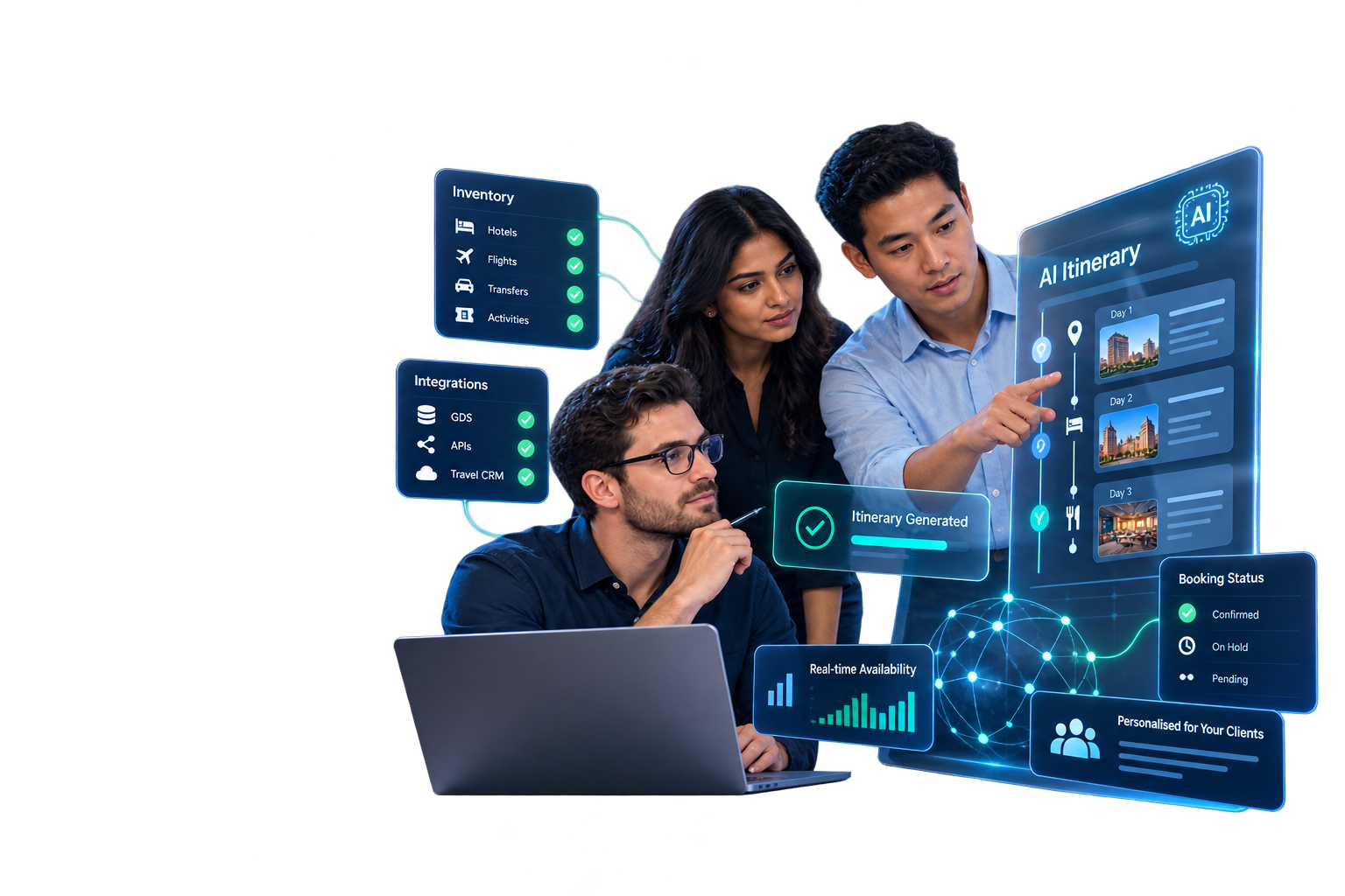 Travel technology team building AI itinerary software for travel agencies