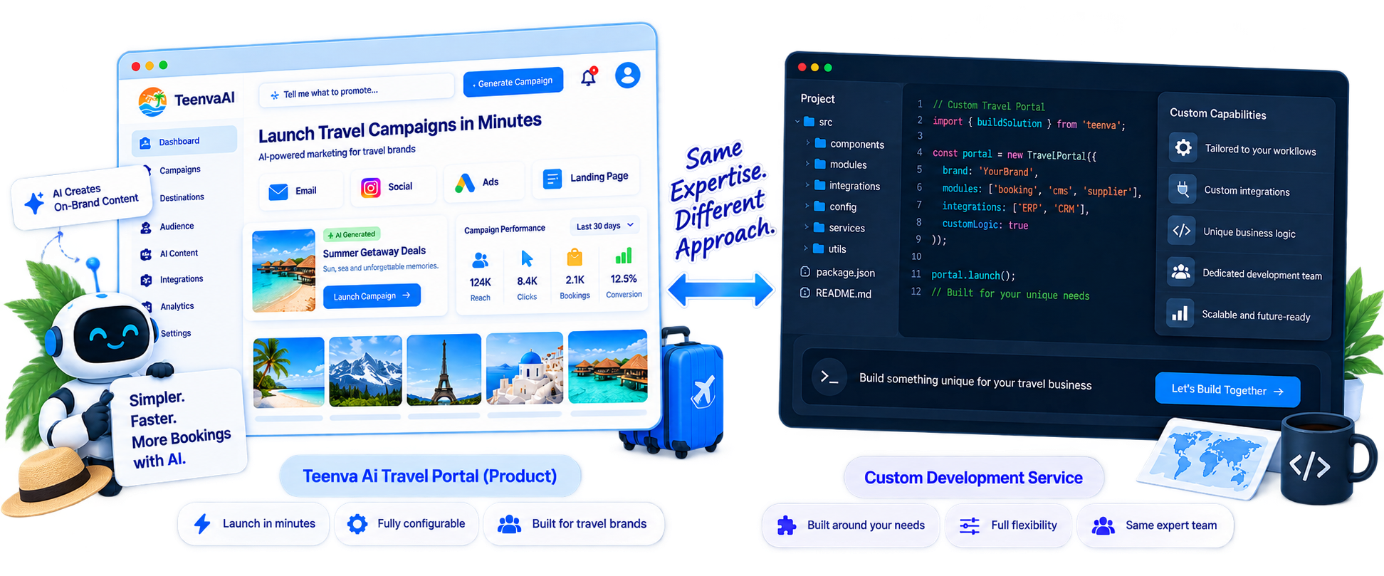 Ready-to-launch travel portal product compared with custom development service