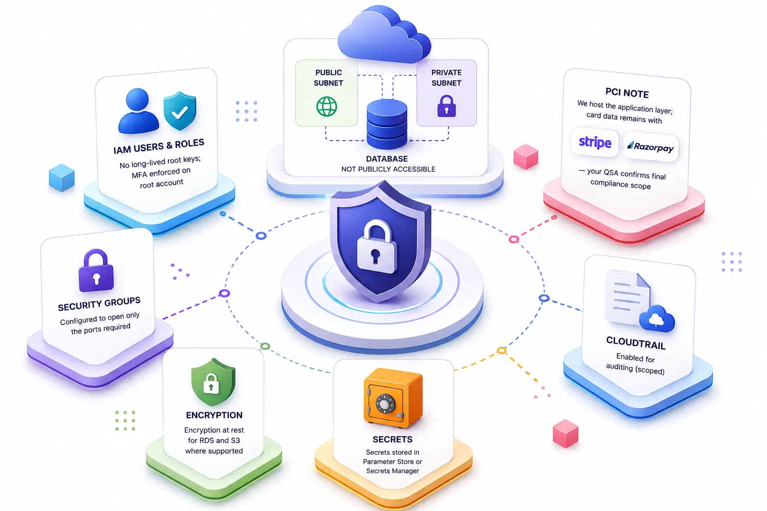 AWS cloud security layers VPC IAM encryption diagram