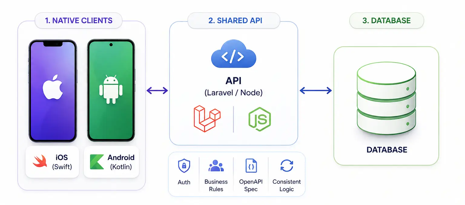Native mobile apps API backend architecture diagram