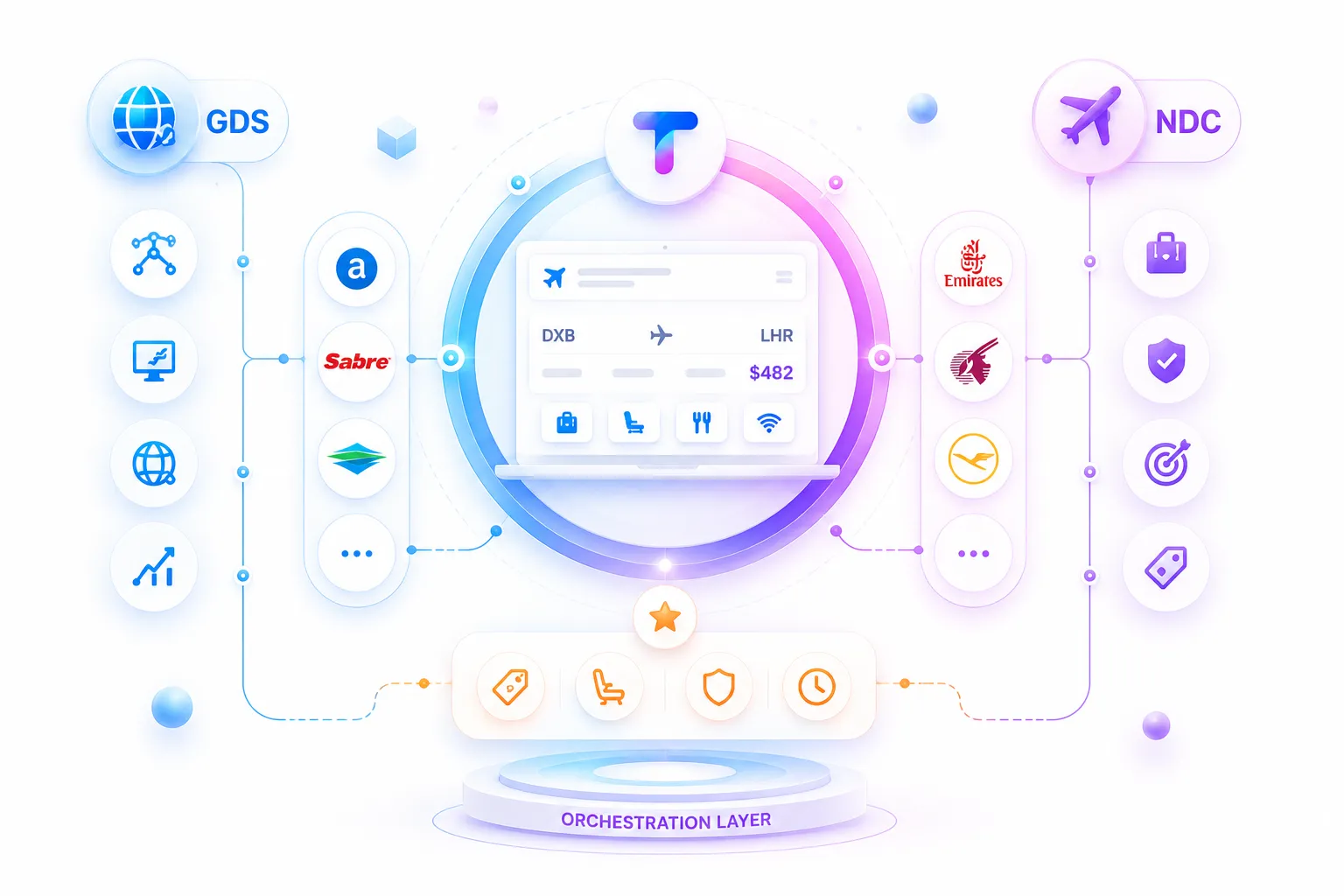 NDC vs GDS distribution diagram for travel platforms