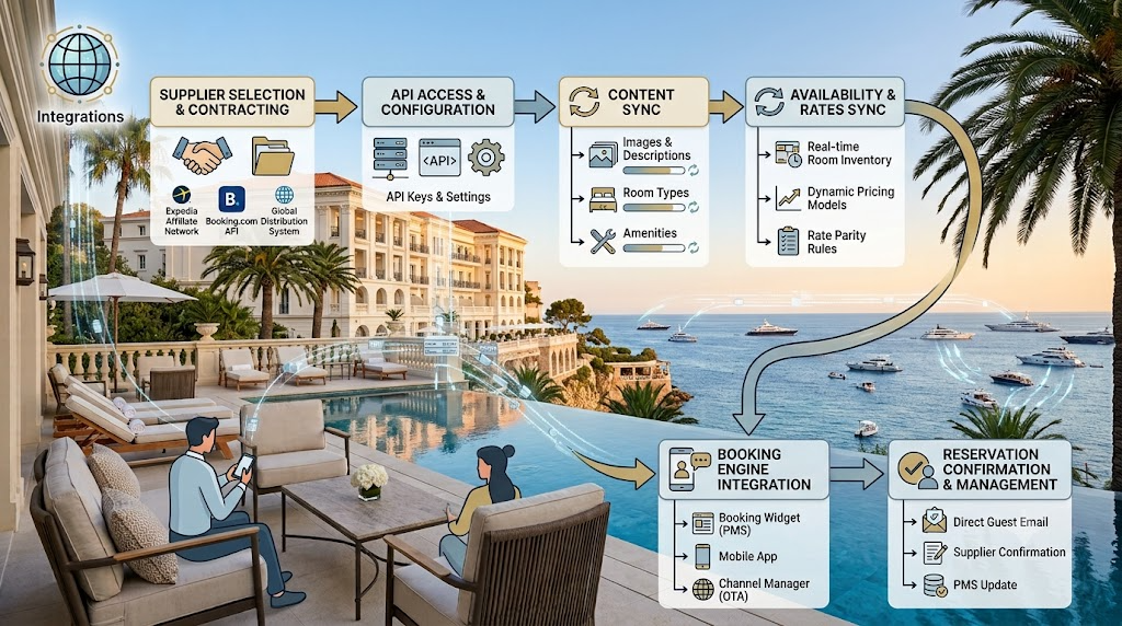 Hotel booking engine integration architecture