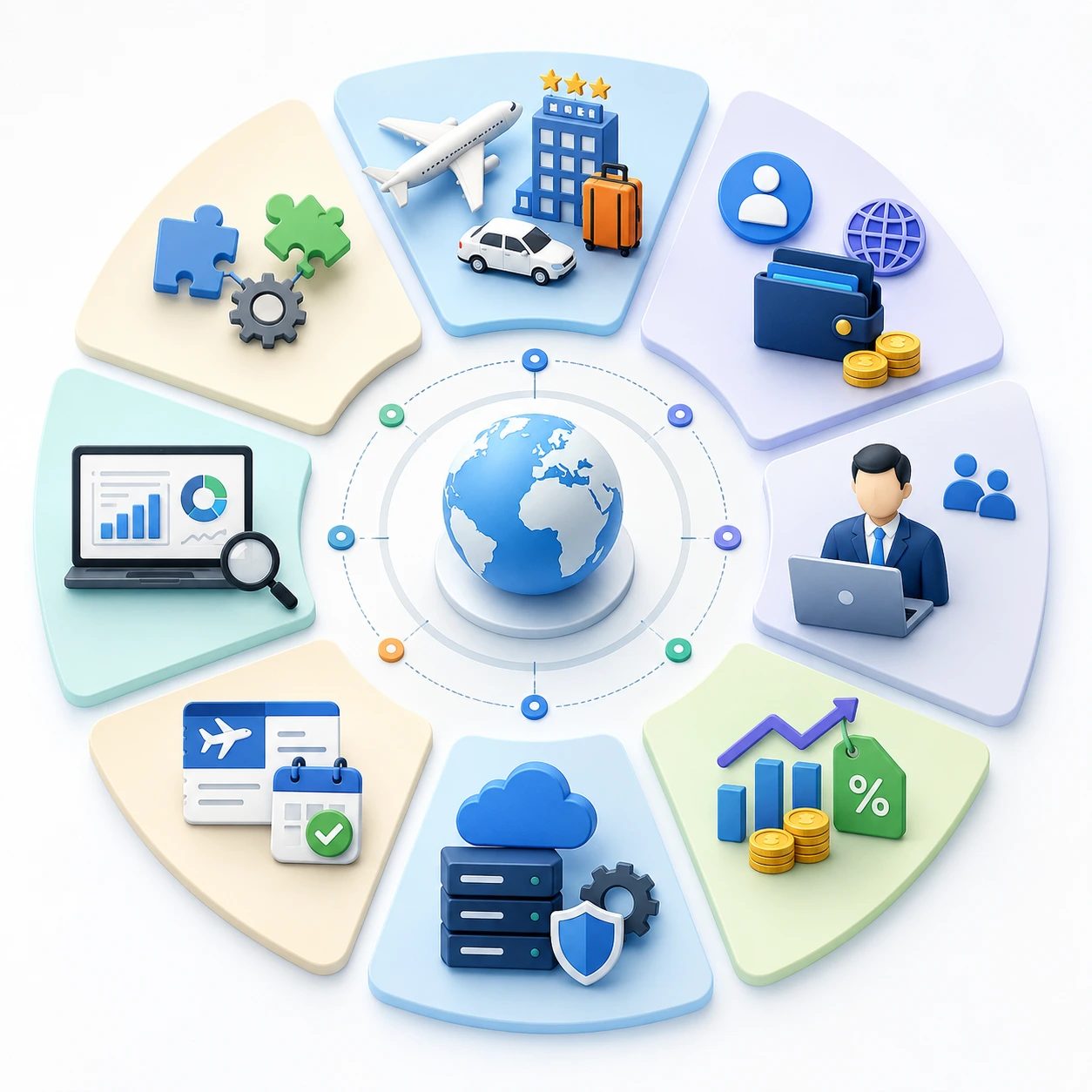 Travel booking platform dashboard with flight and hotel search