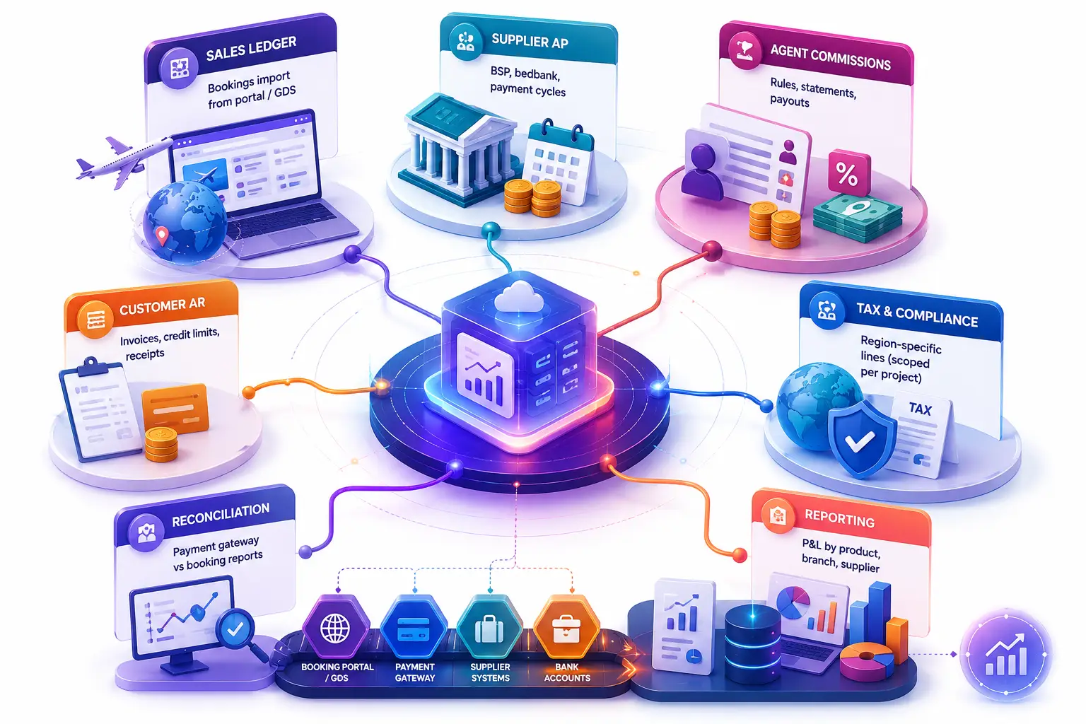 Travel ERP finance dashboard