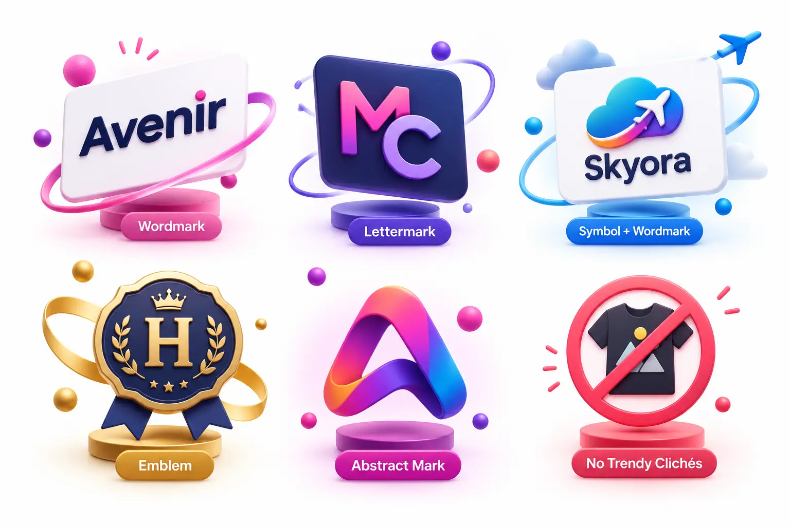 Logo design concepts presentation grid