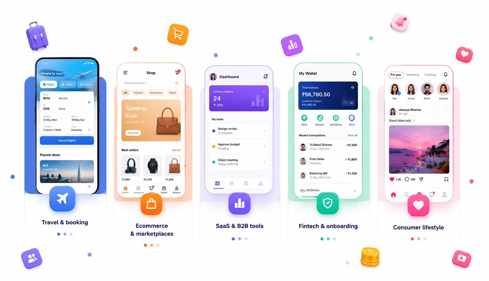 Mobile app UI design screens iOS and Android